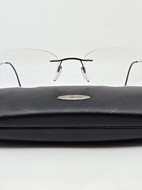Silhouette 7501 50 9002 Black Titan Rimless Titanium Eyeglasses Frame w/ Case